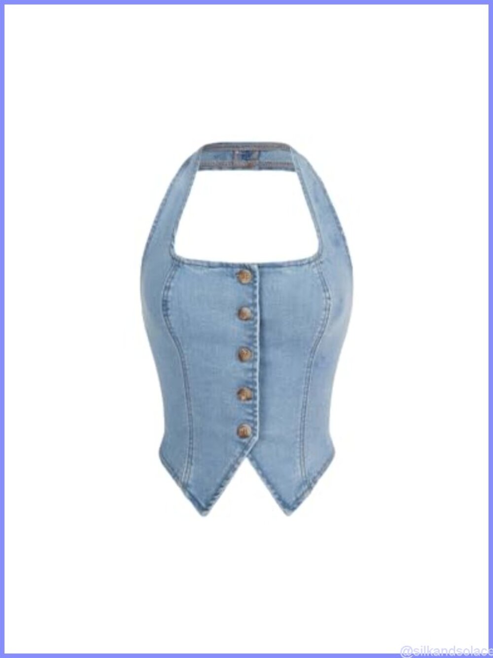 SHENHE Women's Jean Vest Halter Button Up Denim Top Stretchy